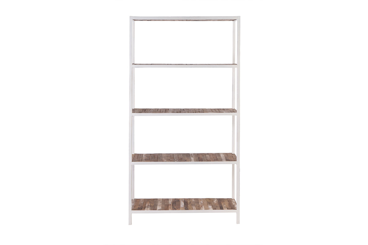 Biblioth�que bois et m�tal blanc ROCHELLE