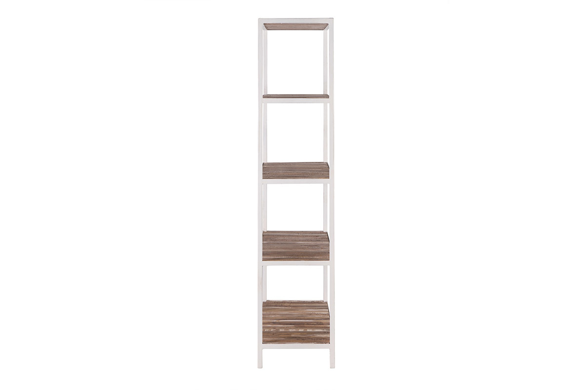 Biblioth�que bois et m�tal blanc ROCHELLE