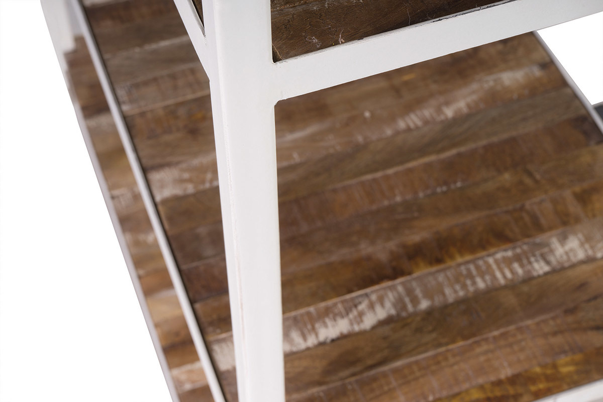 Biblioth�que bois et m�tal blanc ROCHELLE