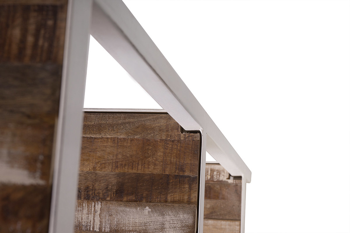 Biblioth�que bois et m�tal blanc ROCHELLE