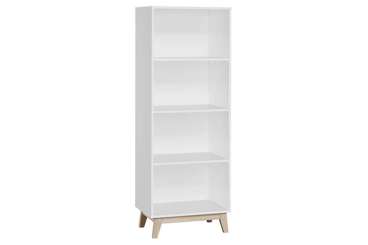Biblioth�que design blanche avec 4 �tag�res LEENA