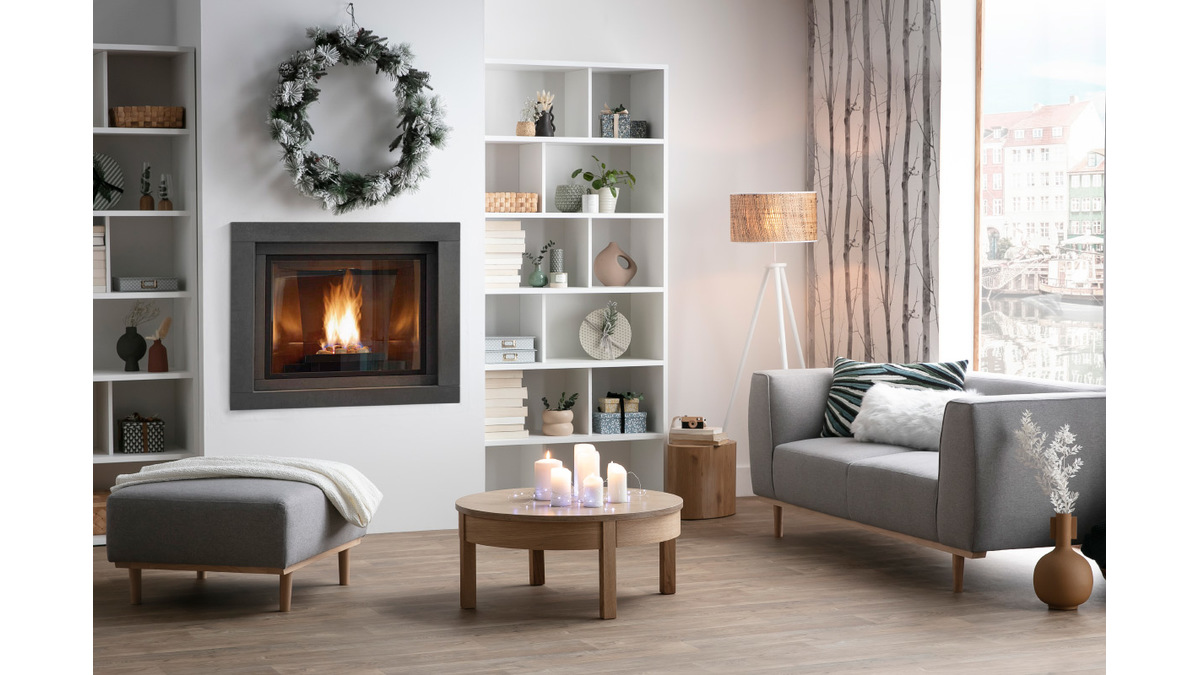 Bibliothque design bois blanc L92 cm EPURE