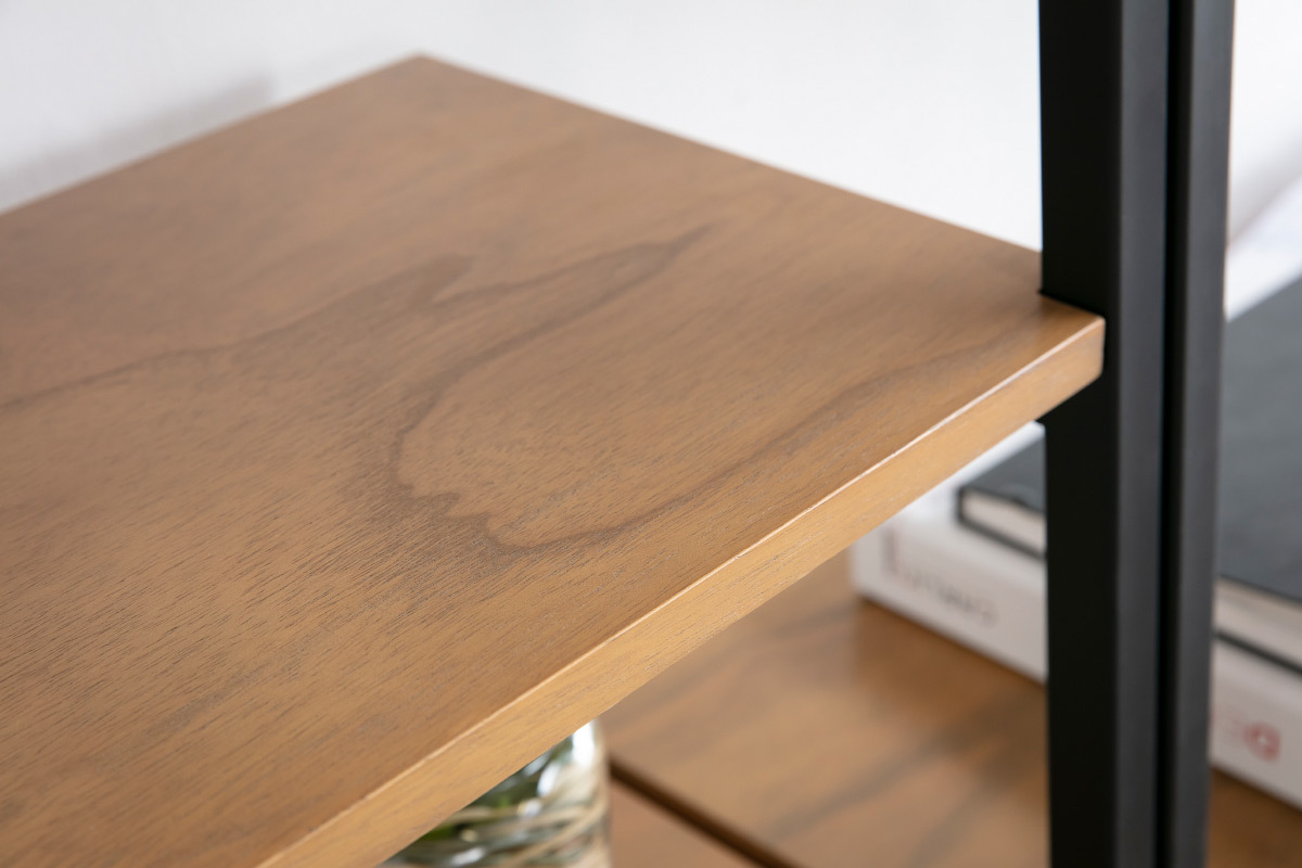 Biblioth�que design bois et m�tal noir MARLEE