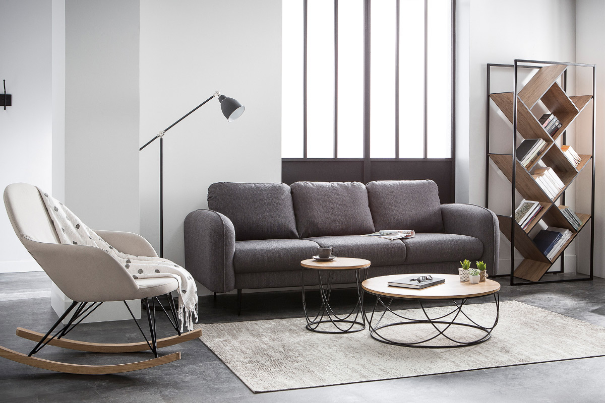 Biblioth�que design bois et m�tal noir TAULA