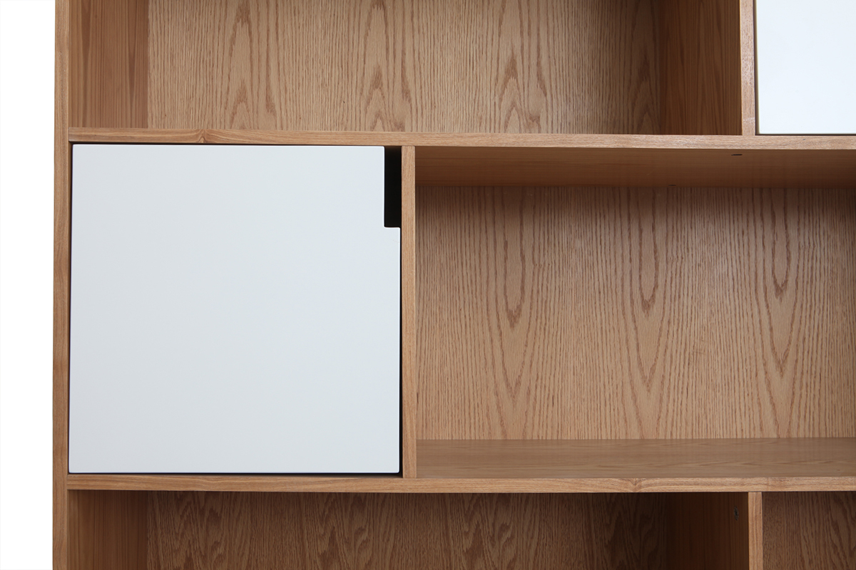 Bibliothque design finition bois chne et blanc L150 cm INGRID
