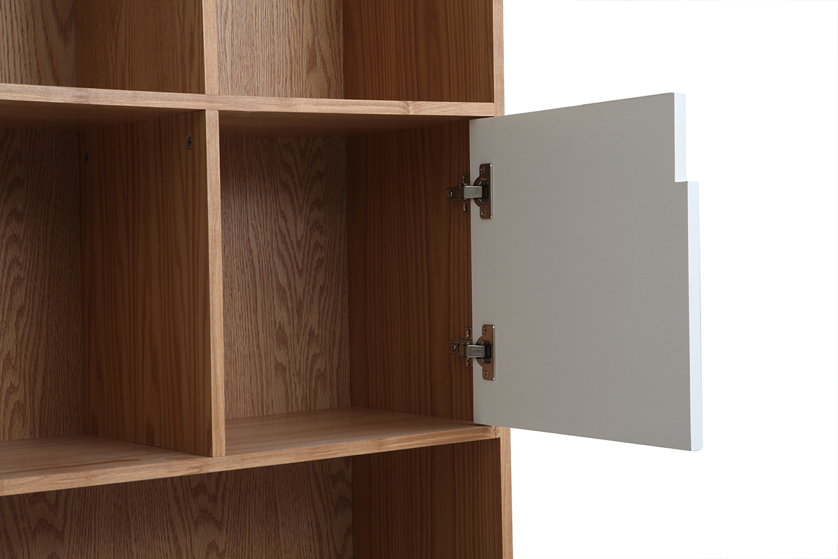 Bibliothque design finition bois chne et blanc L150 cm INGRID