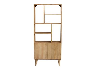 Bibliothèque en bois manguier massif 2 portes gravées L80 cm RUBIA