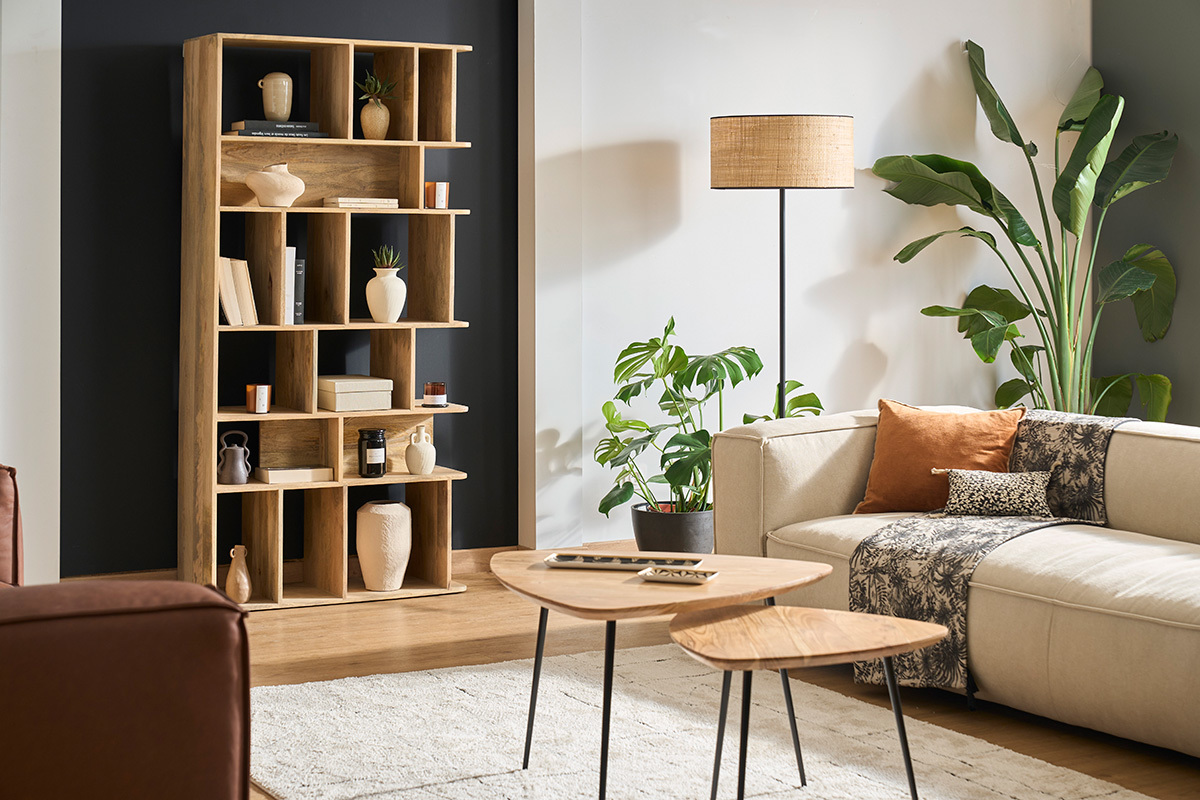 Bibliothque en bois manguier massif L88 cm RUPAH