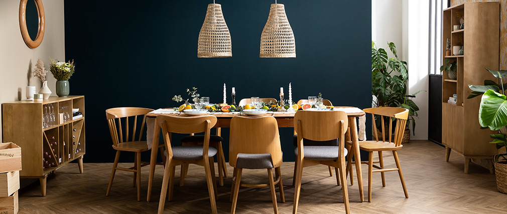 Biblioth�que en manguier avec 2 portes grav�es RUBIA