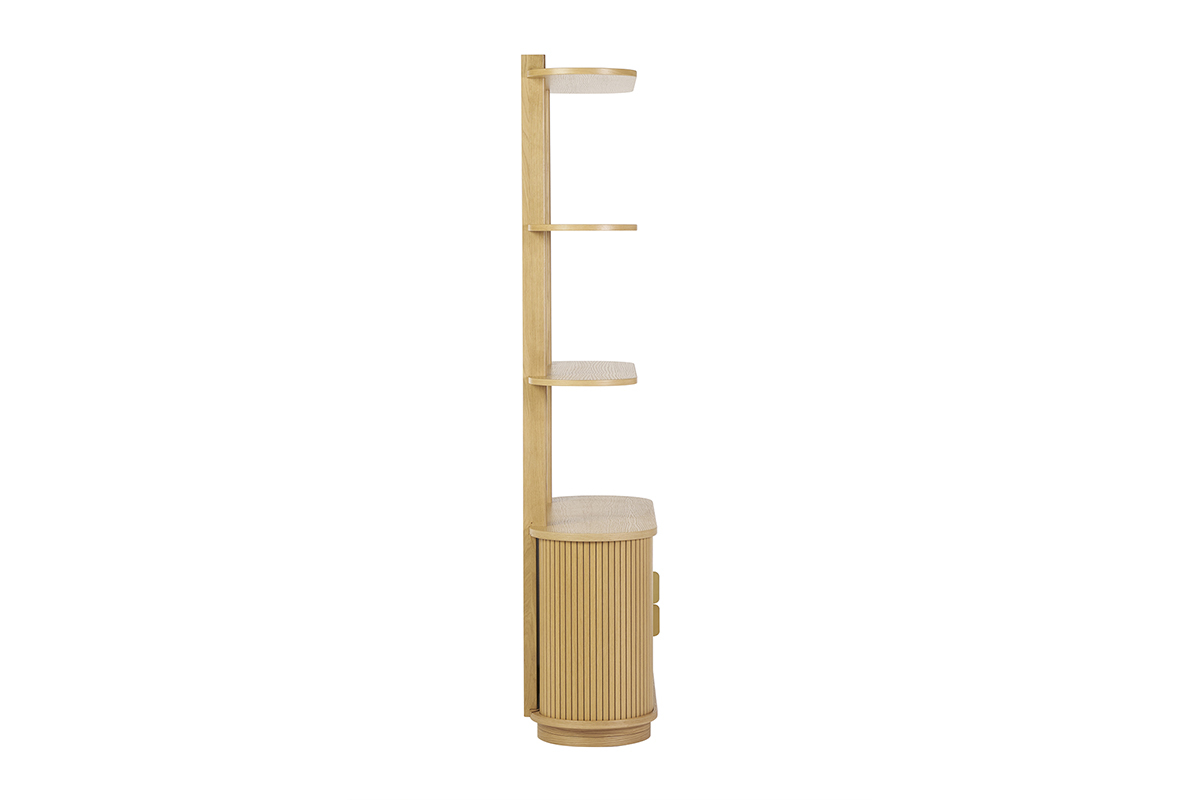 Bibliothque finition bois clair chne avec rangement 2 portes coulissantes L90 cm EPIC