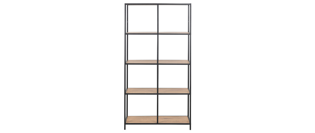 Biblioth�que industrielle m�tal et bois L77 cm TRESCA