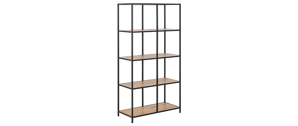 Biblioth�que industrielle m�tal et bois L77 cm TRESCA