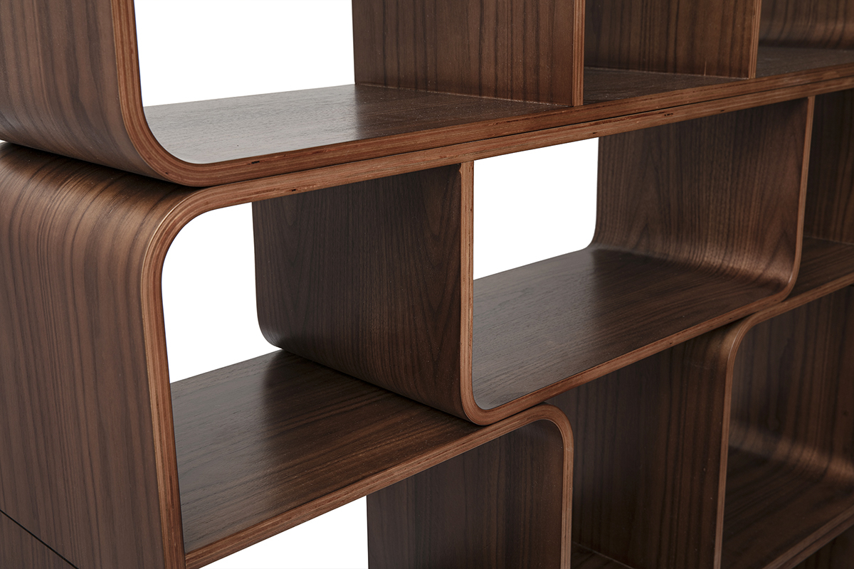 Biblioth�que ouverte multi casiers en bois fonc� noyer L120 cm WARHOL