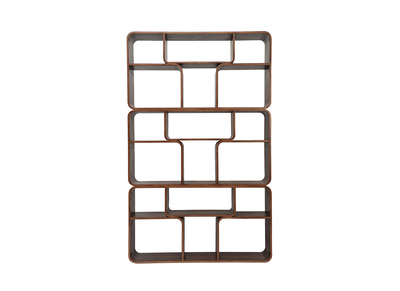 Biblioth&egrave;que ouverte multi casiers en bois fonc&eacute; noyer L120 cm WARHOL