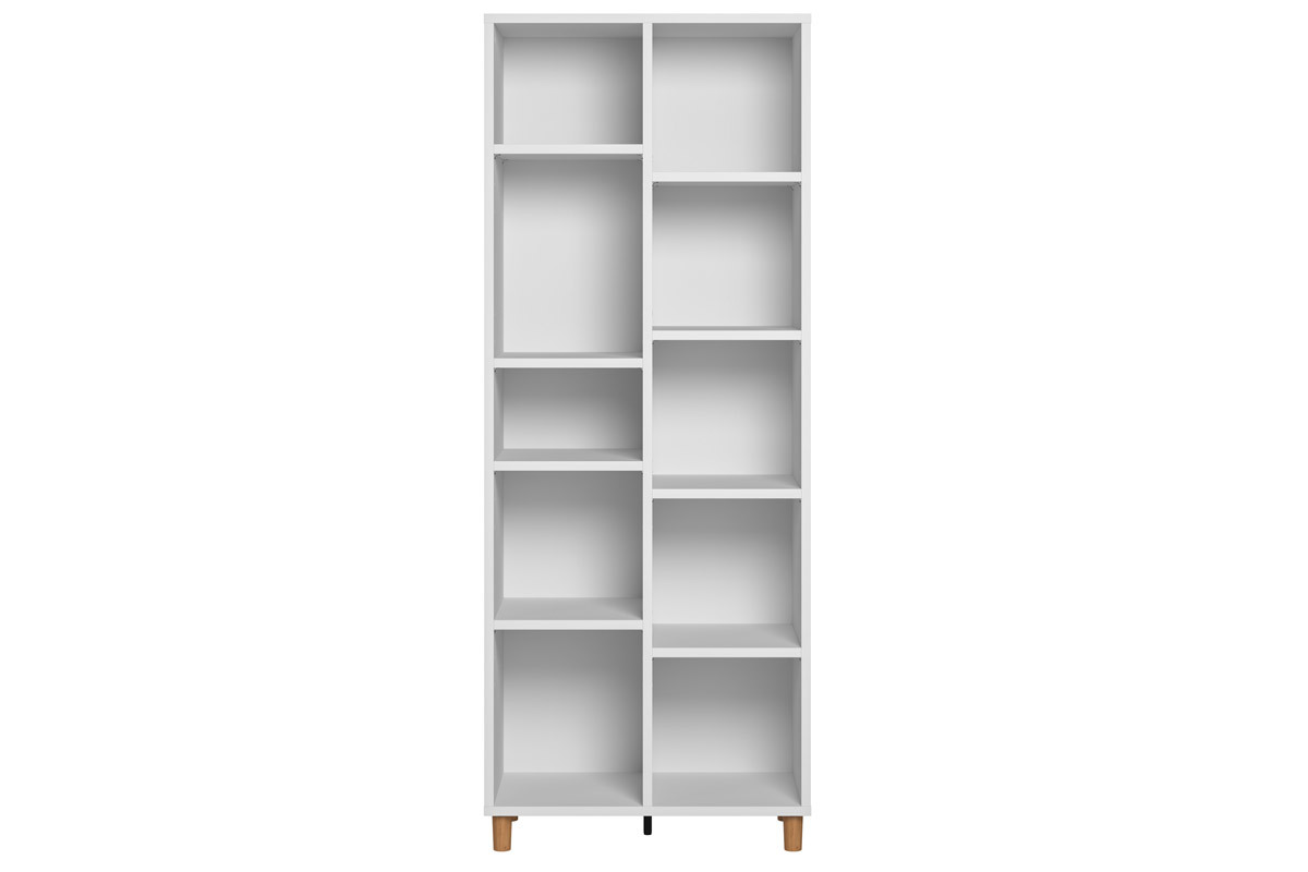 Biblioth�que scandinave blanc et bois L76 cm JIM