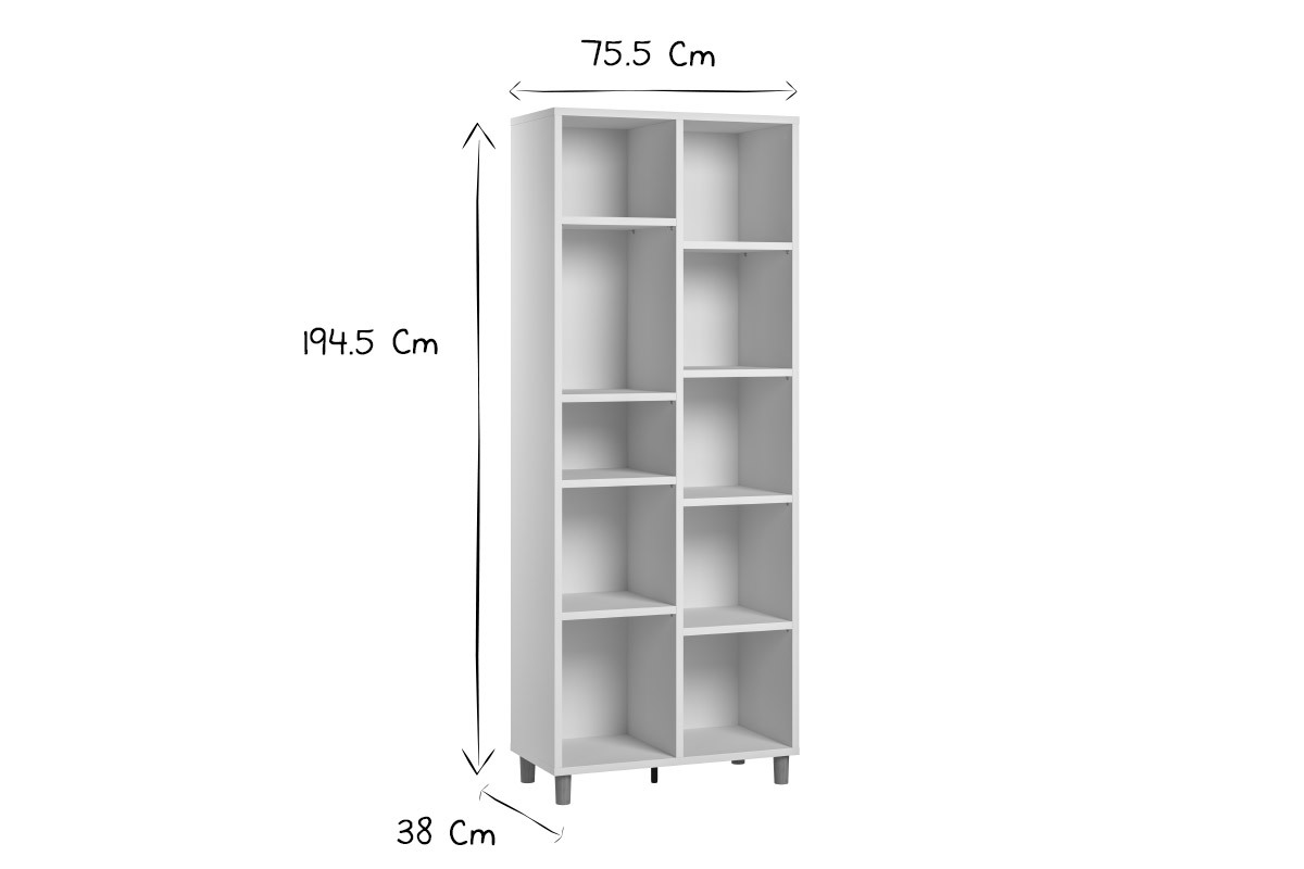 Biblioth�que scandinave blanc et bois L76 cm JIM