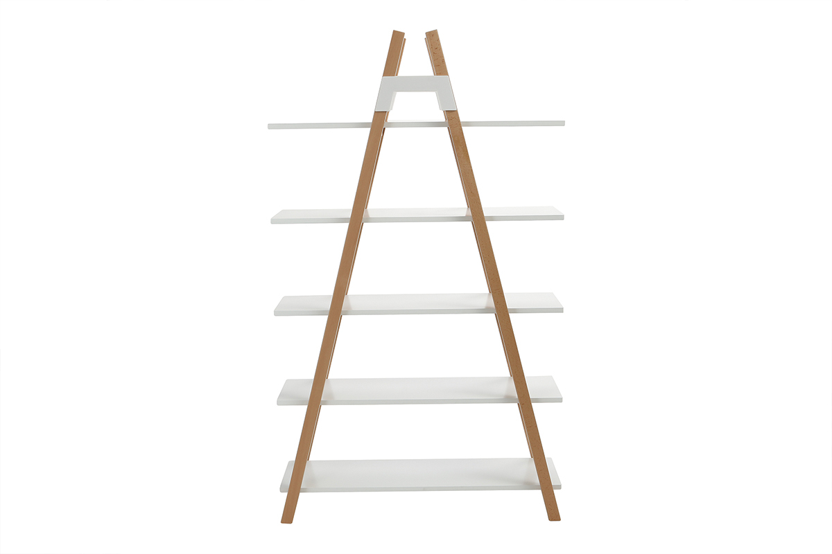 Biblioth�que scandinave bois et blanc PANCOL