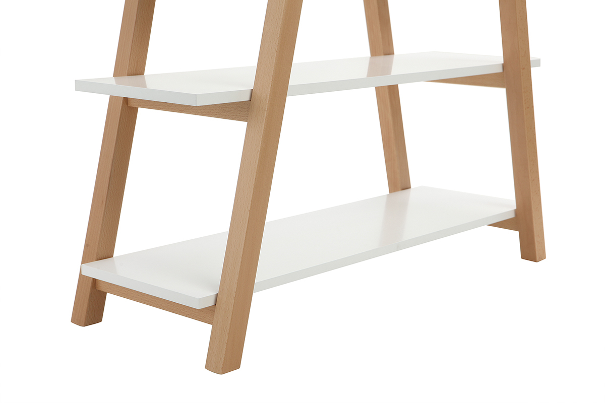 Biblioth�que scandinave bois et blanc PANCOL