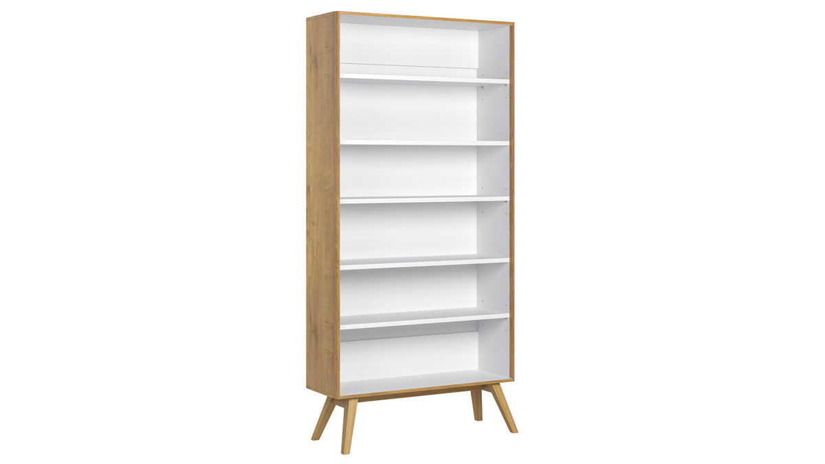 Bibliothque scandinave chne et blanc L101 cm POTTER