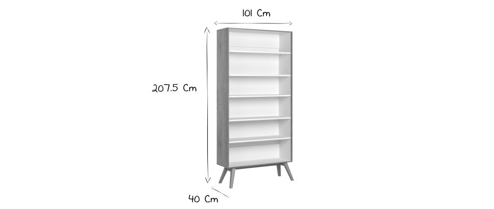 Biblioth�que scandinave ch�ne et blanc POTTER