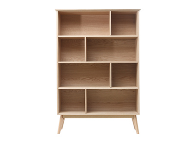 Bibliothèque scandinave en bois clair chêne 8 casiers L110 cm INGRID