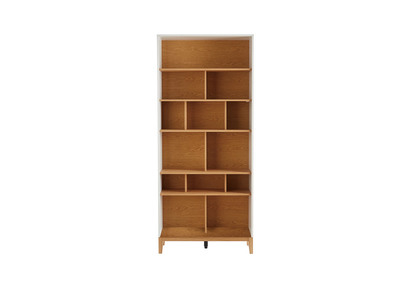 Bibliothèque scandinave en bois clair chêne et blanc L90 cm ABEL