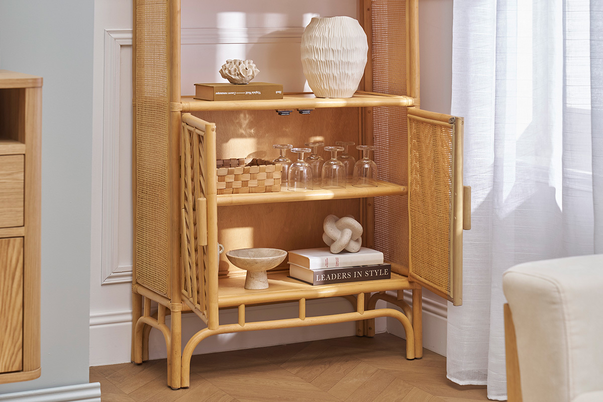 Bibliothque vintage en rotin naturel L80 cm GALON