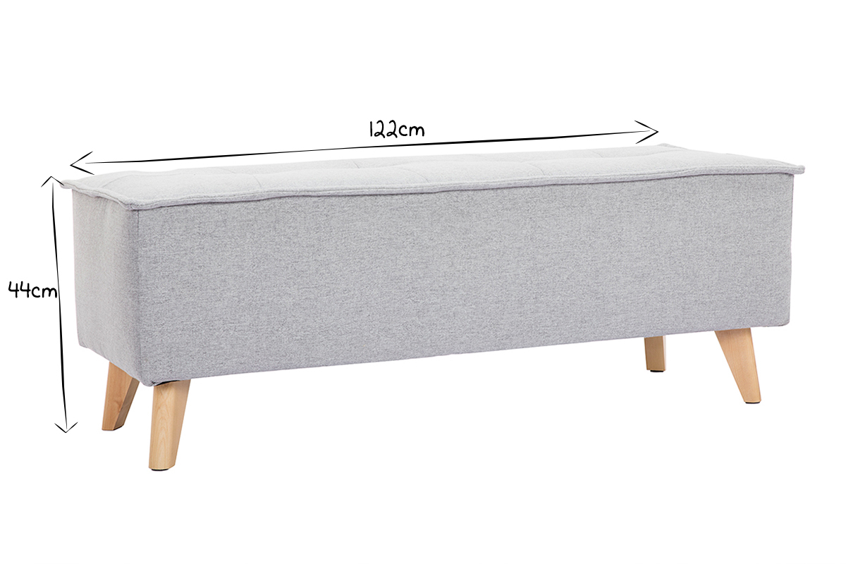 Bout de lit tissu gris clair SUKA