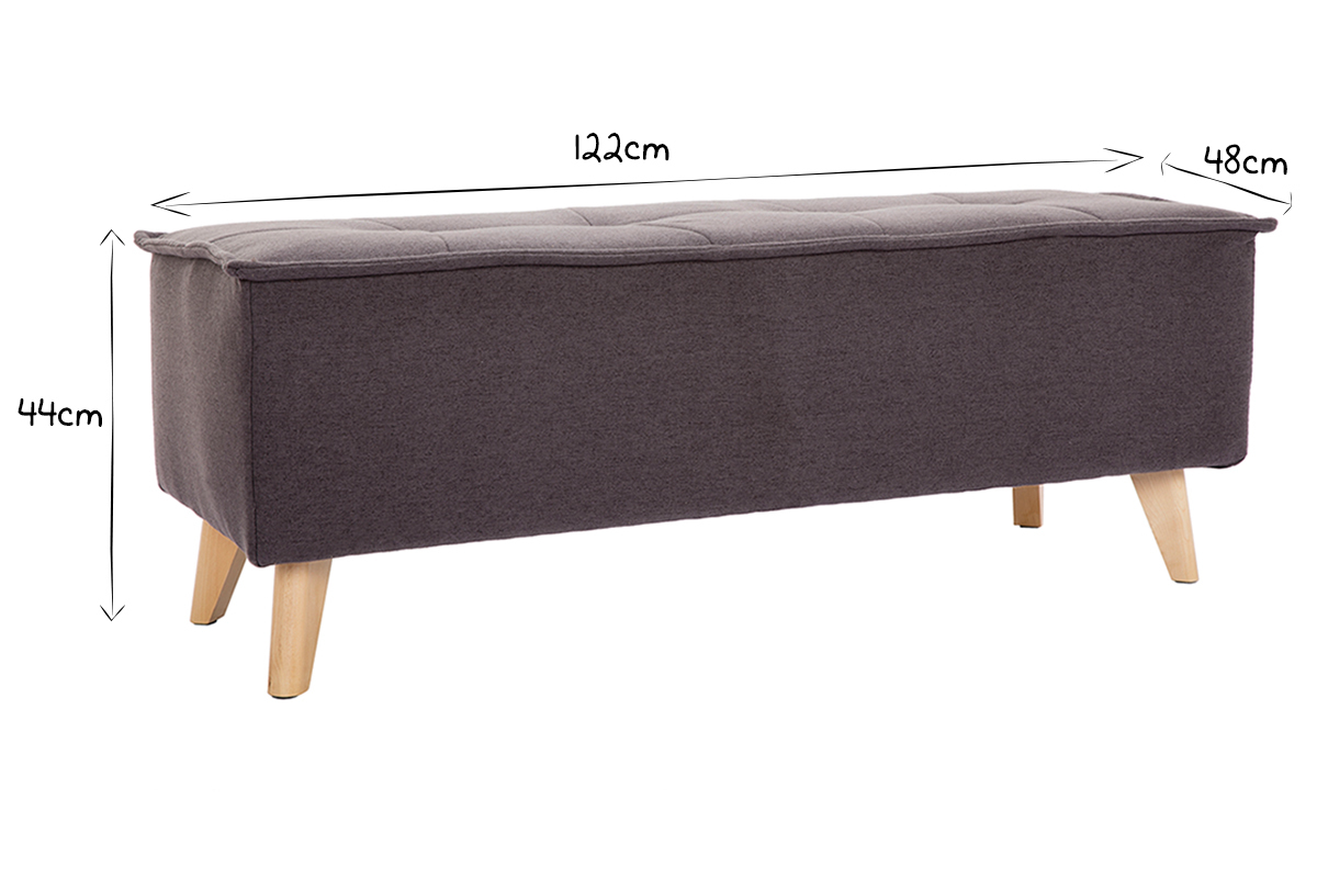 Bout de lit tissu gris fonc� SUKA