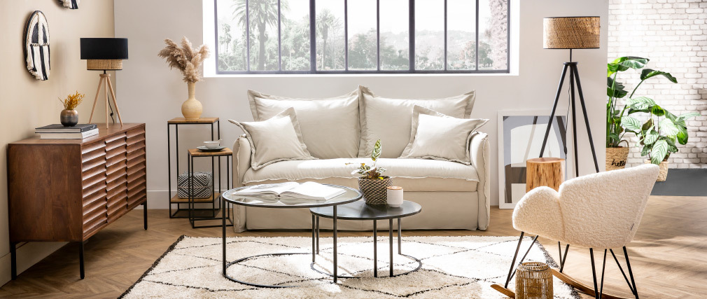 Buffet 3 portes en manguier massif et m�tal ONDA