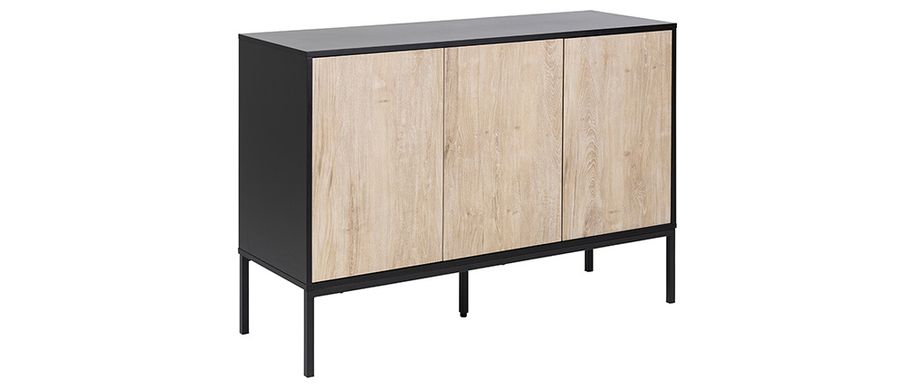 Buffet bas industriel m�tal et bois blanchi TRESCA