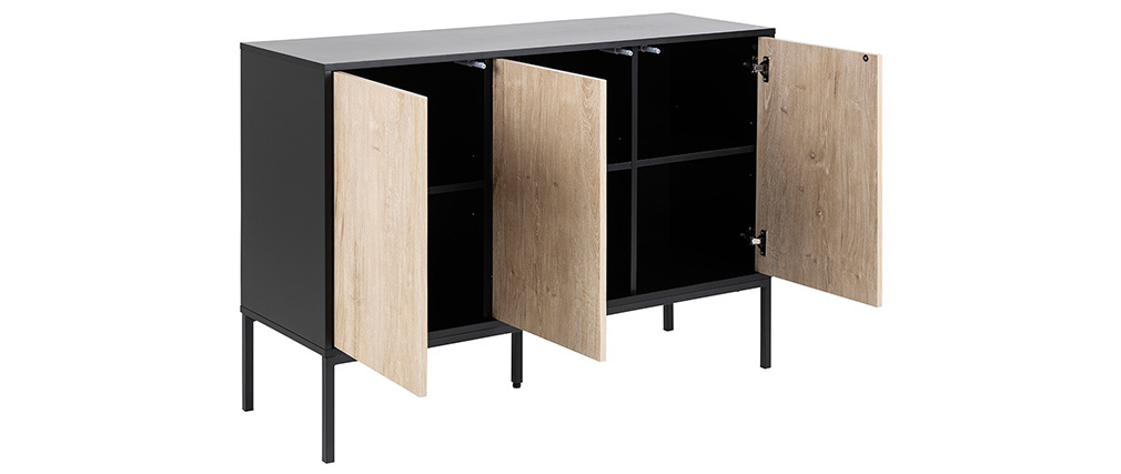 Buffet bas industriel m�tal et bois blanchi TRESCA