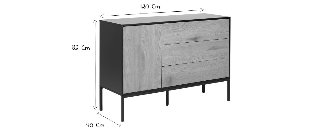 Buffet bas industriel m�tal et bois TRESCA