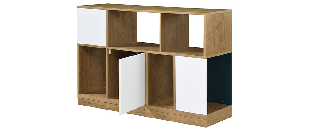 Buffet bas r�versible bleu canard et blanc JODIE - Miliboo & St�phane Plaza