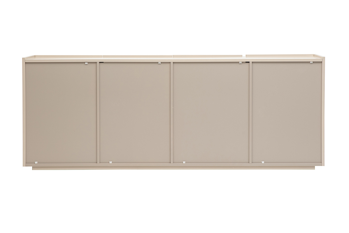 Buffet beige laqu� brillant 3 portes 4 tiroirs L200 cm ISAURE