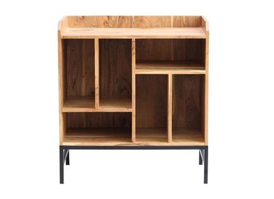 Buffet de rangement vinyles en bois massif et métal noir L76 cm BLUES