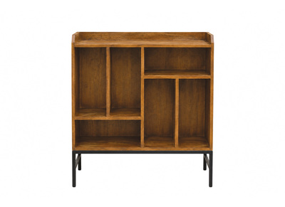 Buffet de rangement vinyles en bois massif et m&eacute;tal noir L76 cm BLUES