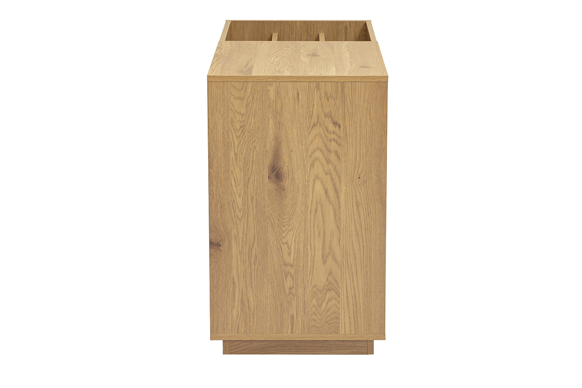 Buffet de rangement vinyles finition bois clair ch�ne et cannage rotin L95 cm ALICANTE