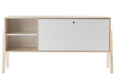 Buffet design 1 porte 2 tiroirs blanc et bois EASY