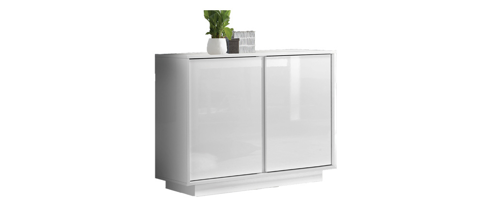 Buffet design 2 portes blanc laqu� brillant L92 cm COMO
