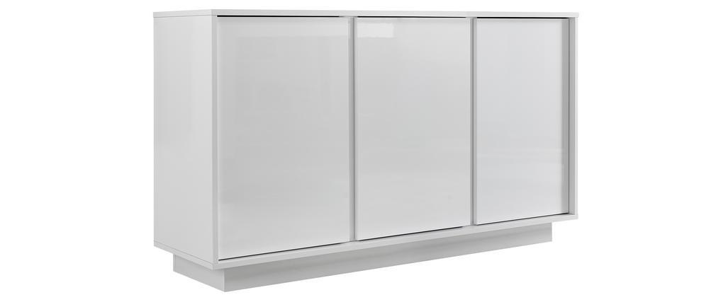 Buffet design 3 portes blanc laqu� brillant L138 cm COMO