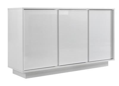 Buffet design 3 portes blanc laqu&eacute; brillant L138 cm COMO