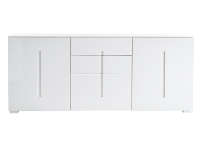 Buffet design blanc laqu&eacute; 2 portes 3 tiroirs TED 