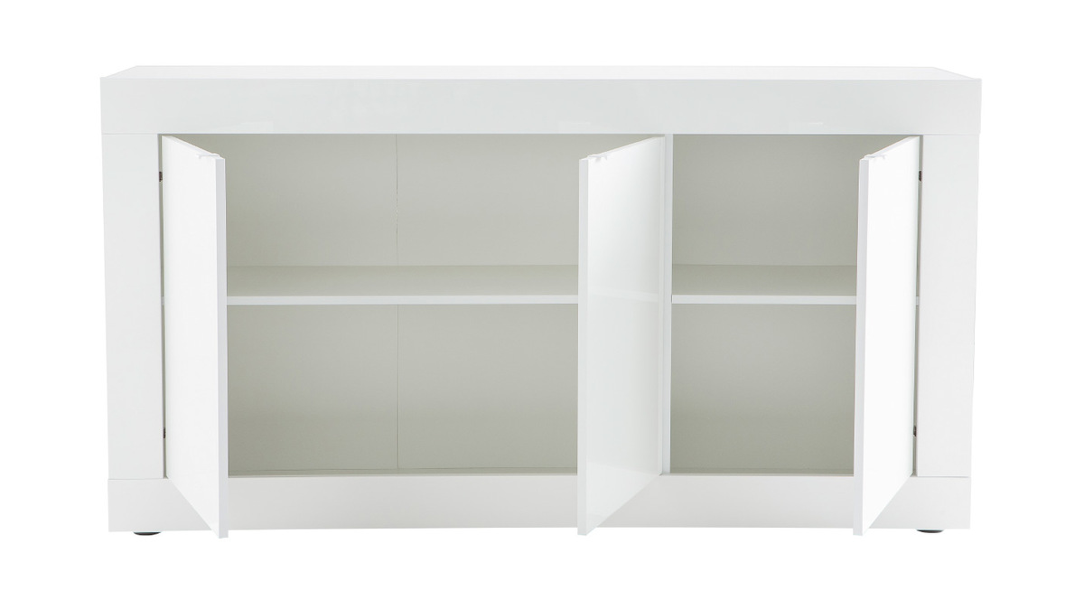 Buffet design blanc laqu 3 portes L160 cm LATTE