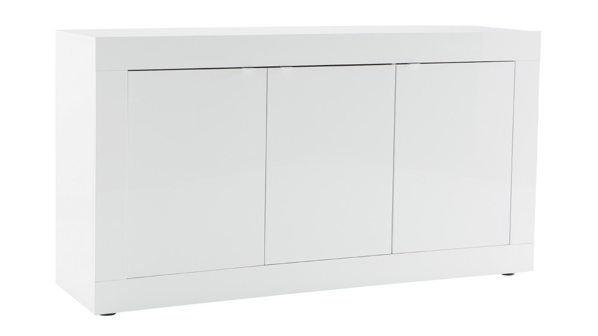 Buffet design blanc laqu 3 portes L160 cm LATTE