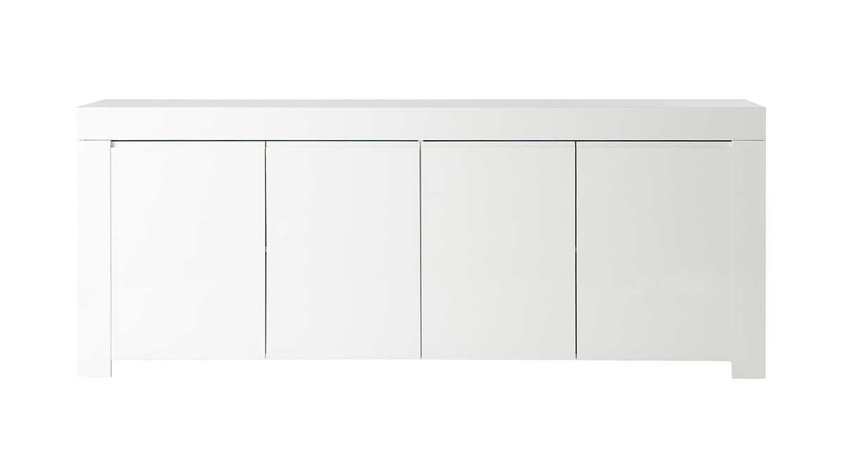 Buffet design blanc laqu 4 portes L210 cm ERIA