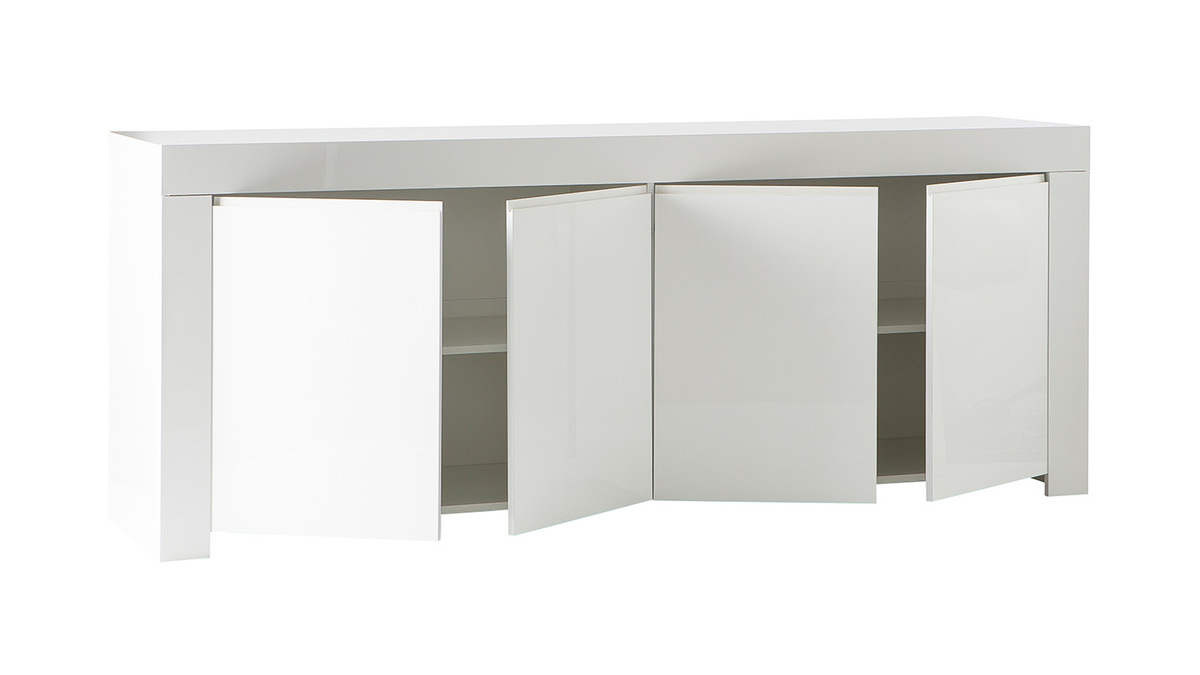 Buffet design blanc laqu 4 portes L210 cm ERIA