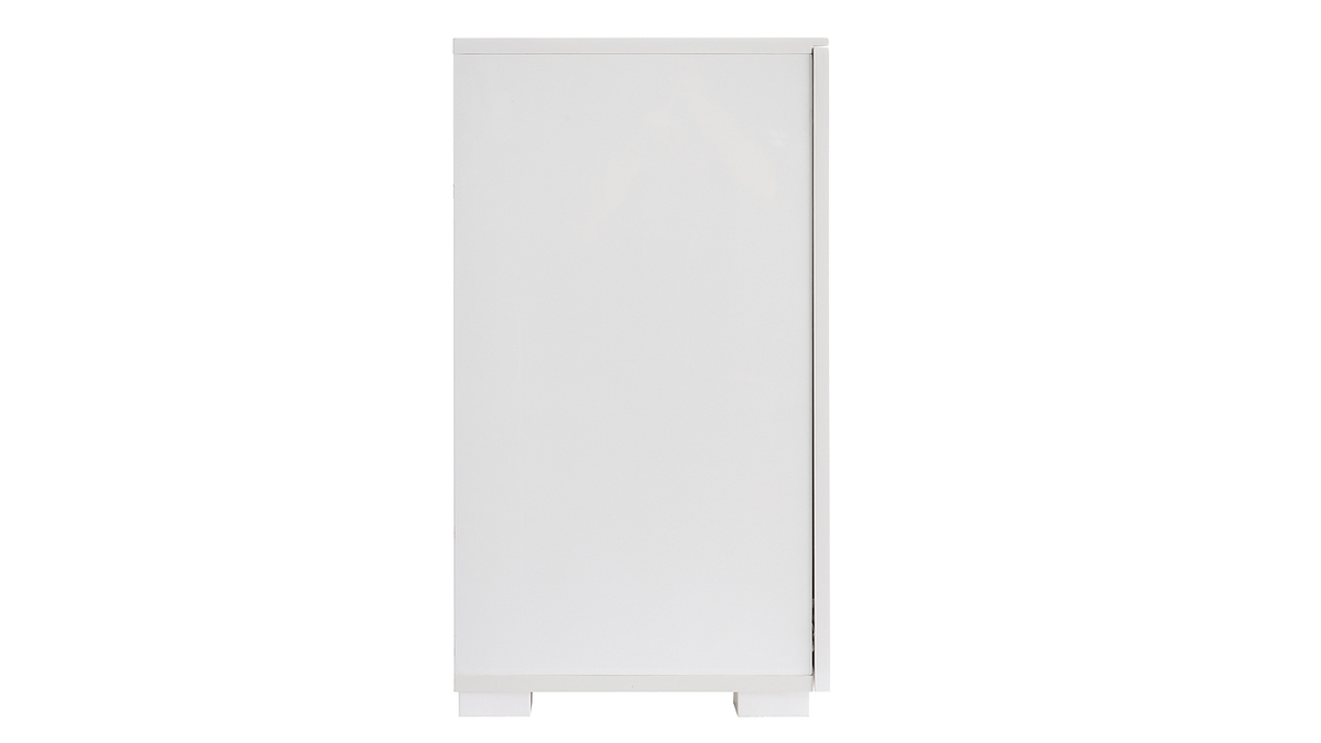 Buffet design blanc laqu brillant 2 portes 3 tiroirs L180 cm TED