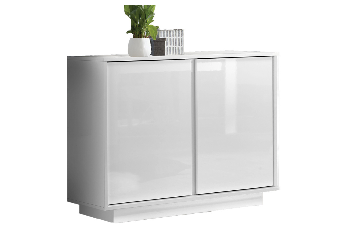 Buffet design blanc laqu brillant 2 portes L92 cm COMO