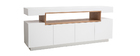 Buffet design blanc mat et niche en bois LIVO